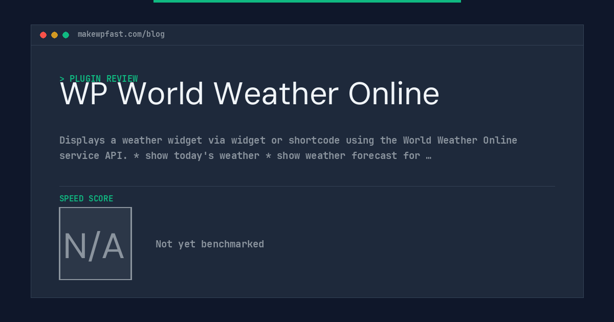 WP World Weather Online - MakeWPFast