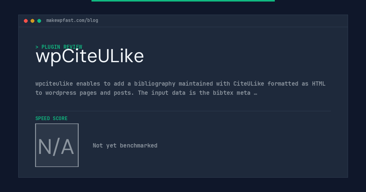 wpCiteULike - MakeWPFast