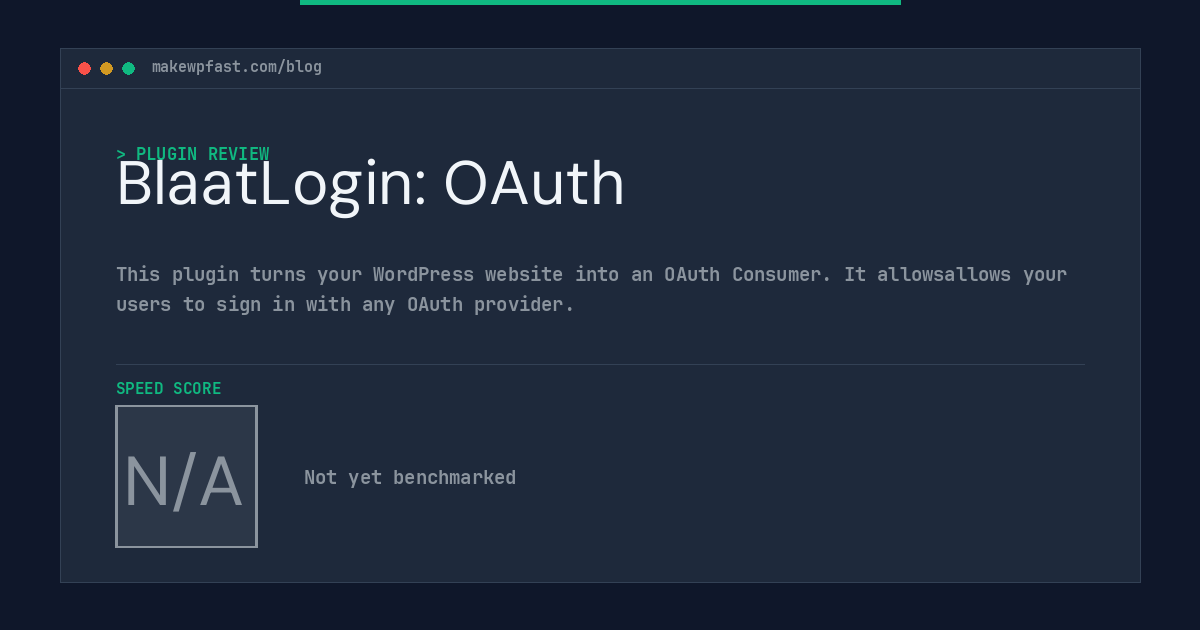 BlaatLogin: OAuth - MakeWPFast