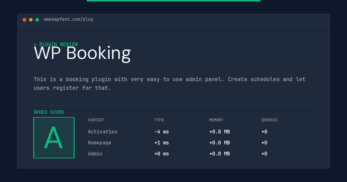 WP Booking - MakeWPFast