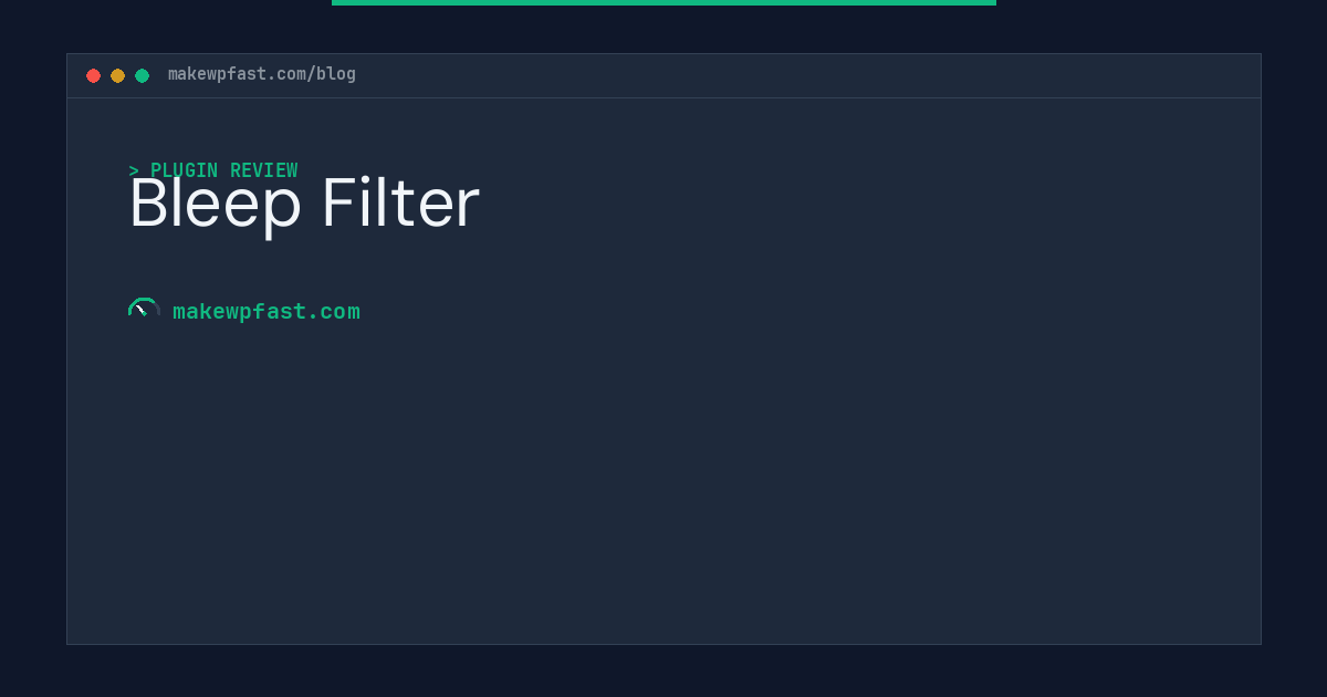 Bleep Filter - MakeWPFast
