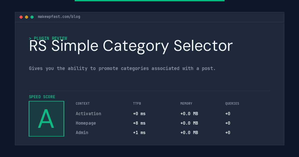RS Simple Category Selector - MakeWPFast