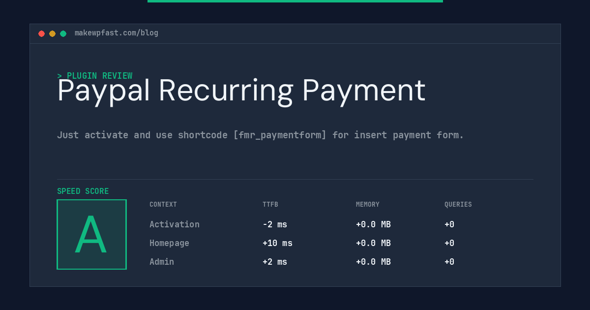 Paypal Recurring Payment - MakeWPFast