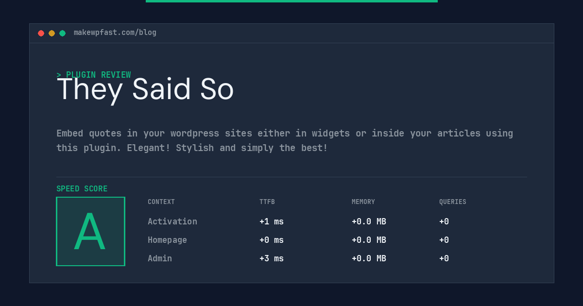 They Said So - MakeWPFast