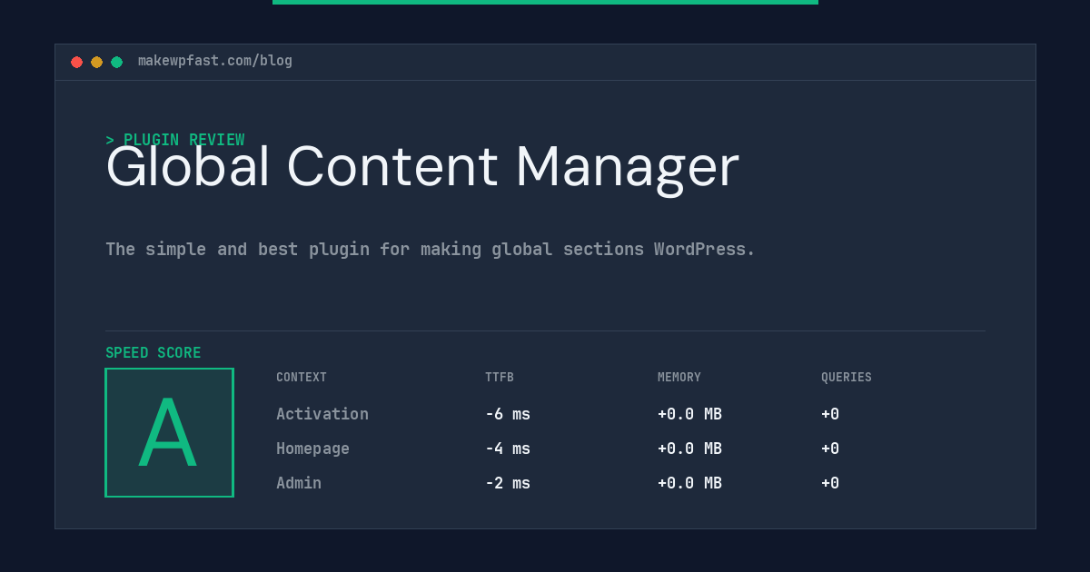 Global Content Manager - MakeWPFast
