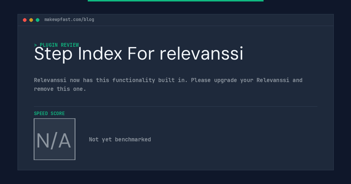 Step Index For relevanssi - MakeWPFast