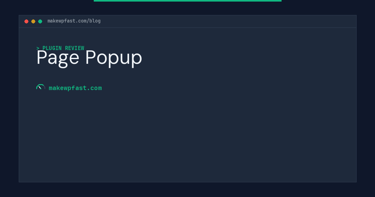 Page Popup - MakeWPFast