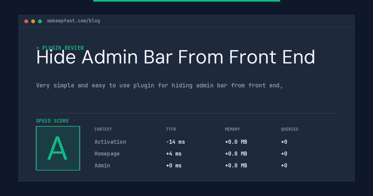 Hide Admin Bar From Front End - MakeWPFast