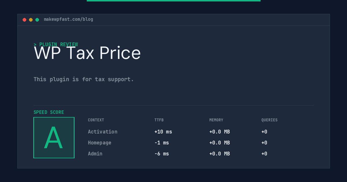 WP Tax Price - MakeWPFast