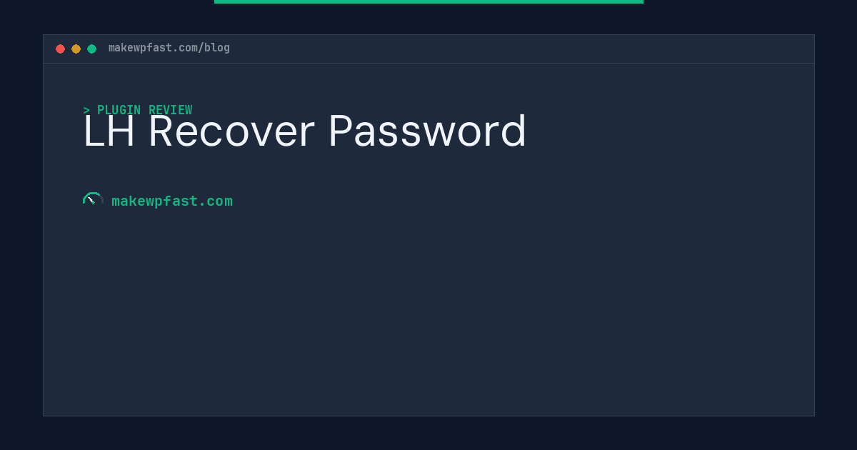 LH Recover Password - MakeWPFast