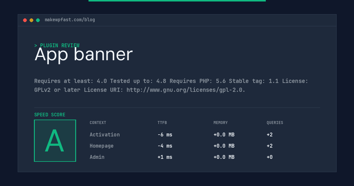 App banner - MakeWPFast
