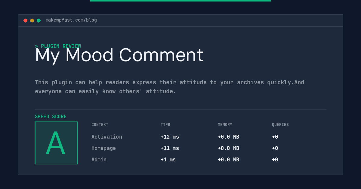 My Mood Comment - MakeWPFast