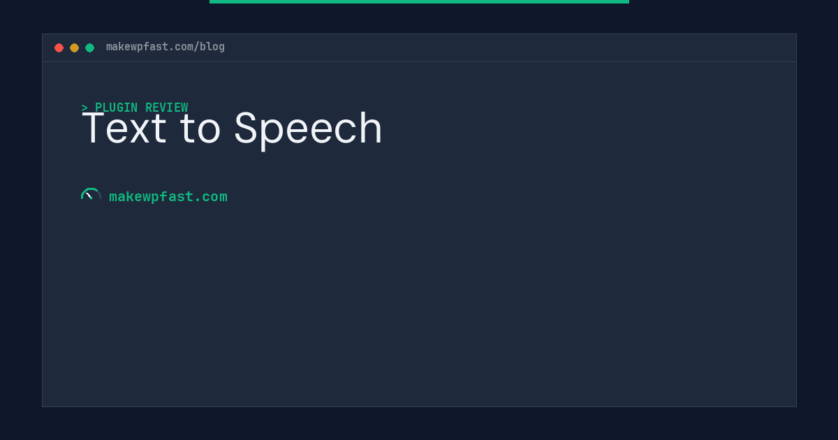 Text to Speech - MakeWPFast