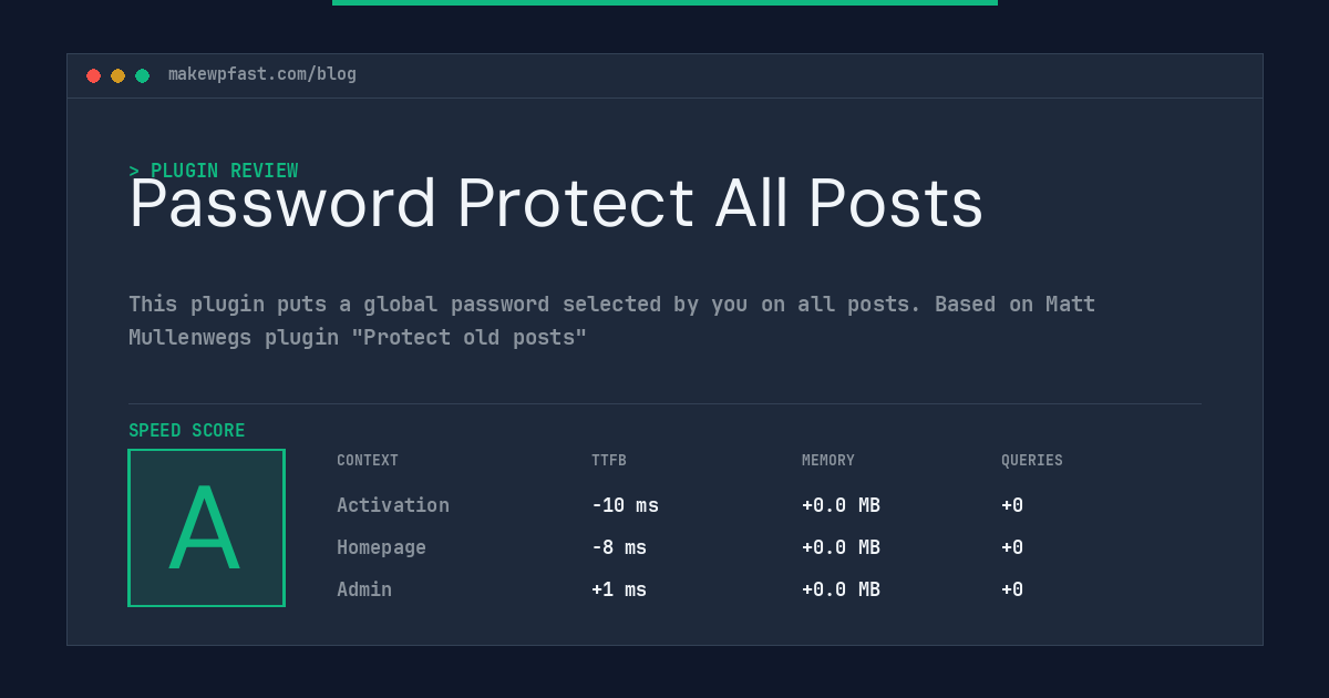 Password Protect All Posts - MakeWPFast