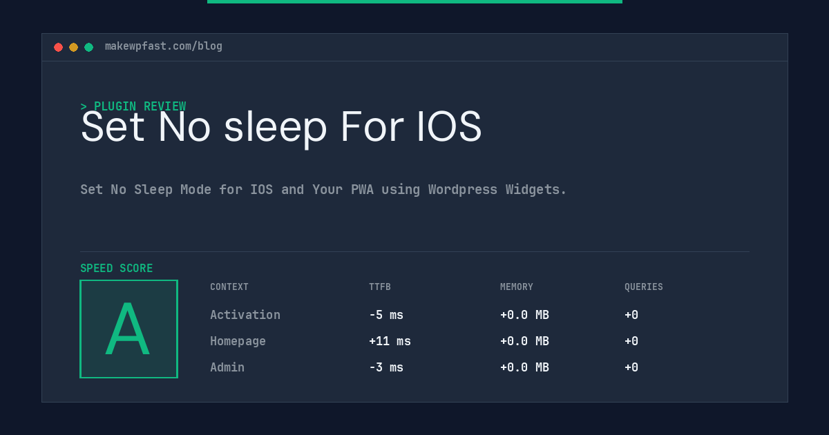 Set No sleep For IOS - MakeWPFast