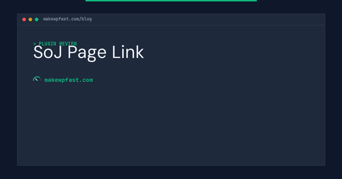 SoJ Page Link - MakeWPFast
