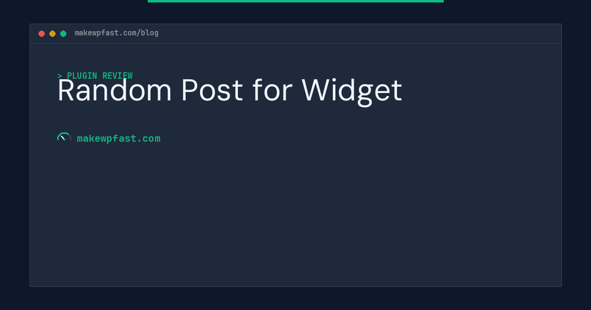 Random Post for Widget - MakeWPFast