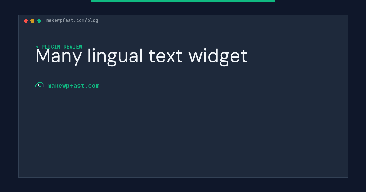Many lingual text widget - MakeWPFast