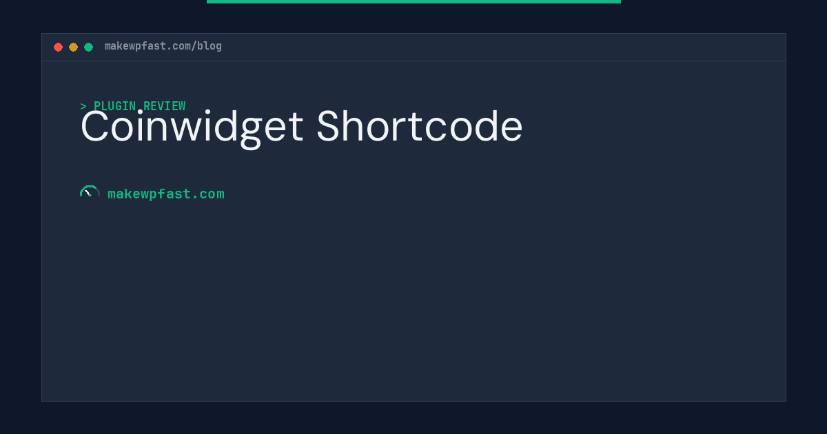 Coinwidget Shortcode - MakeWPFast