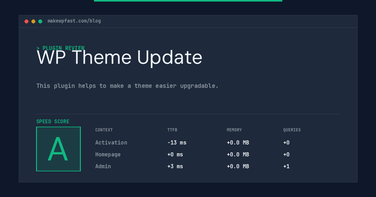 WP Theme Update - MakeWPFast
