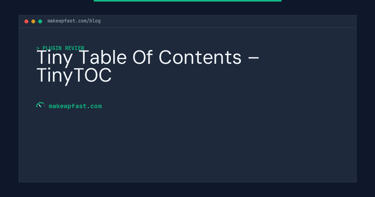 Tiny Table Of Contents – TinyTOC - MakeWPFast