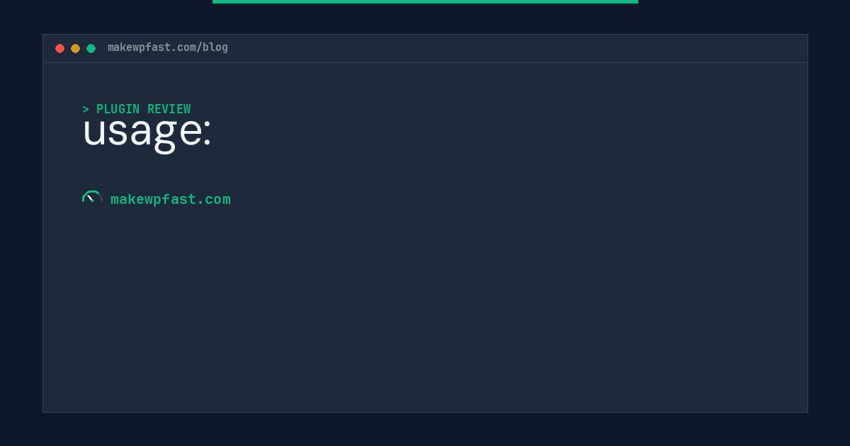 usage: - MakeWPFast