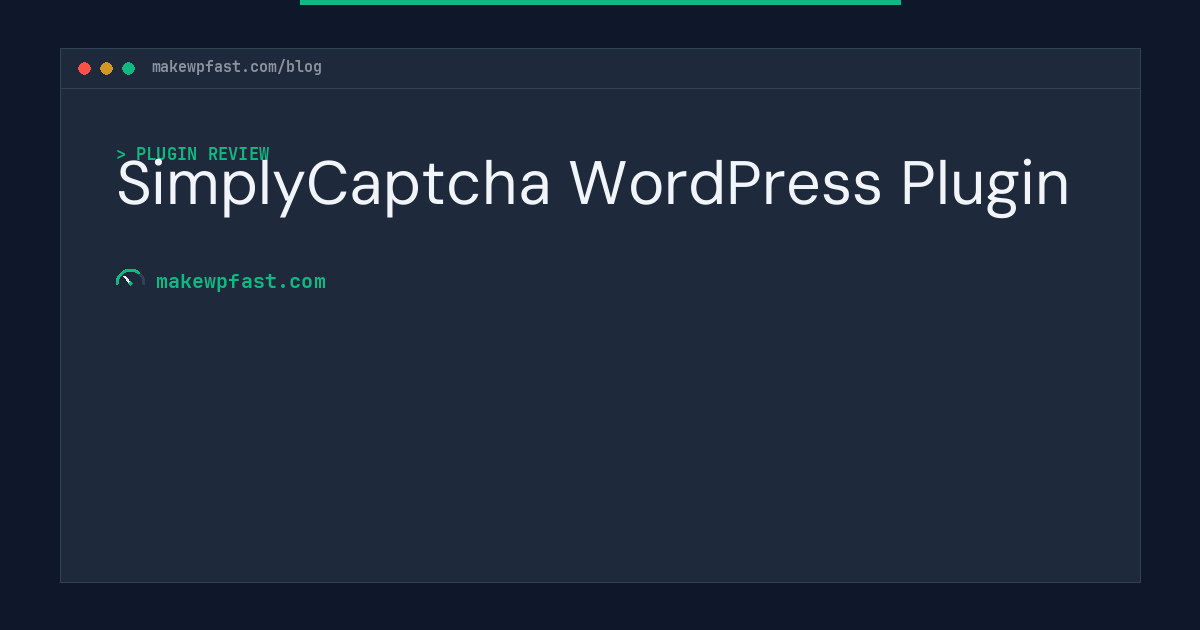 SimplyCaptcha WordPress Plugin - MakeWPFast