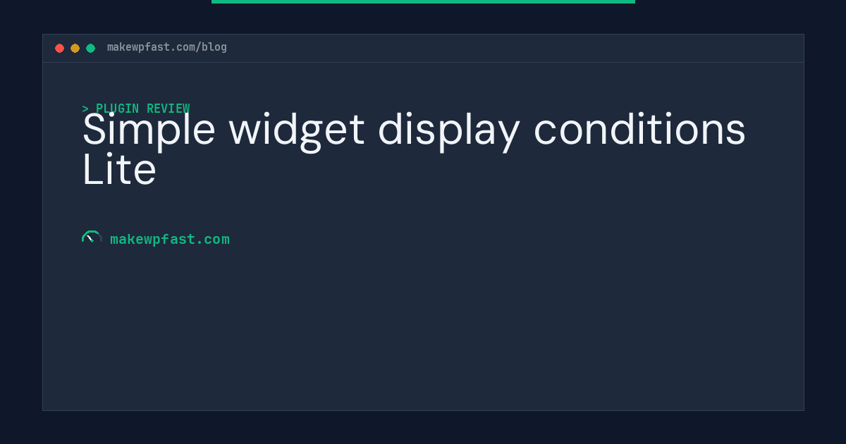 Simple widget display conditions Lite - MakeWPFast