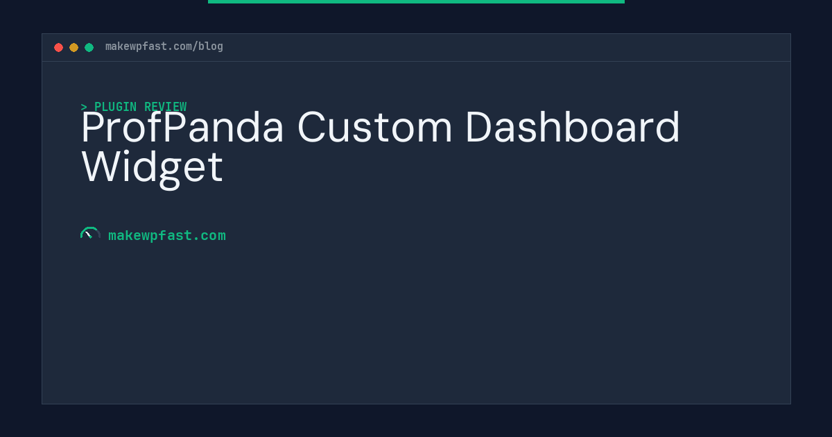 ProfPanda Custom Dashboard Widget - MakeWPFast