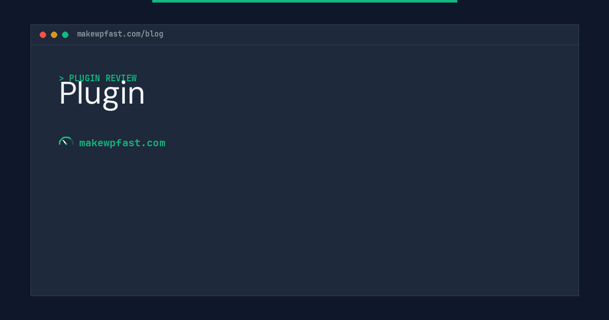 Plugin - MakeWPFast