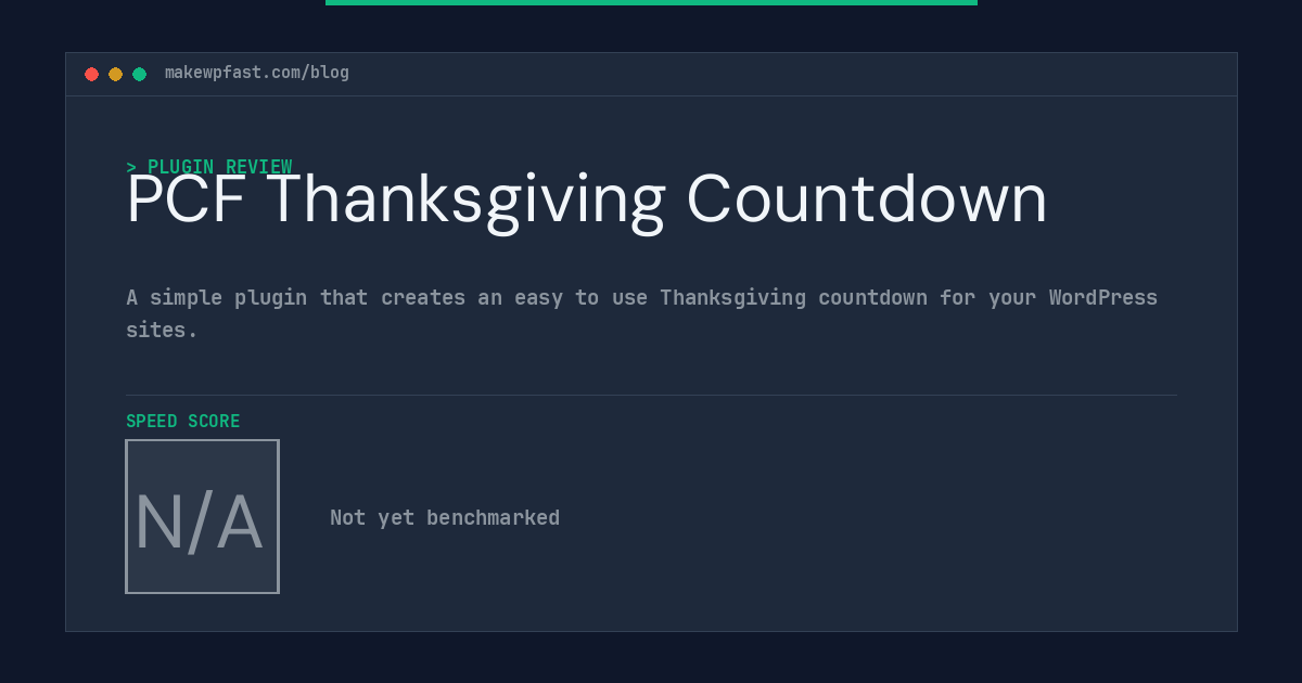 PCF Thanksgiving Countdown - MakeWPFast