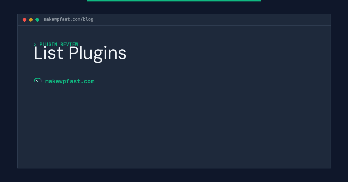 List Plugins - MakeWPFast