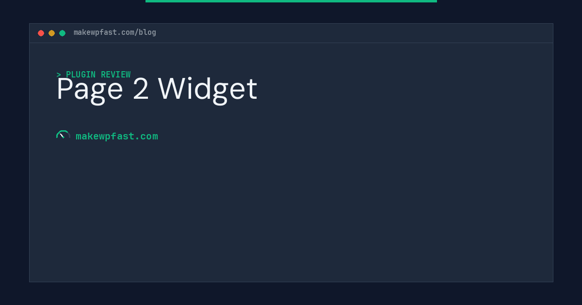 Page 2 Widget - MakeWPFast