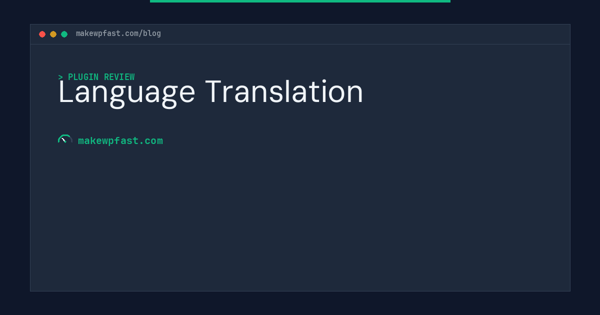 Language Translation - MakeWPFast