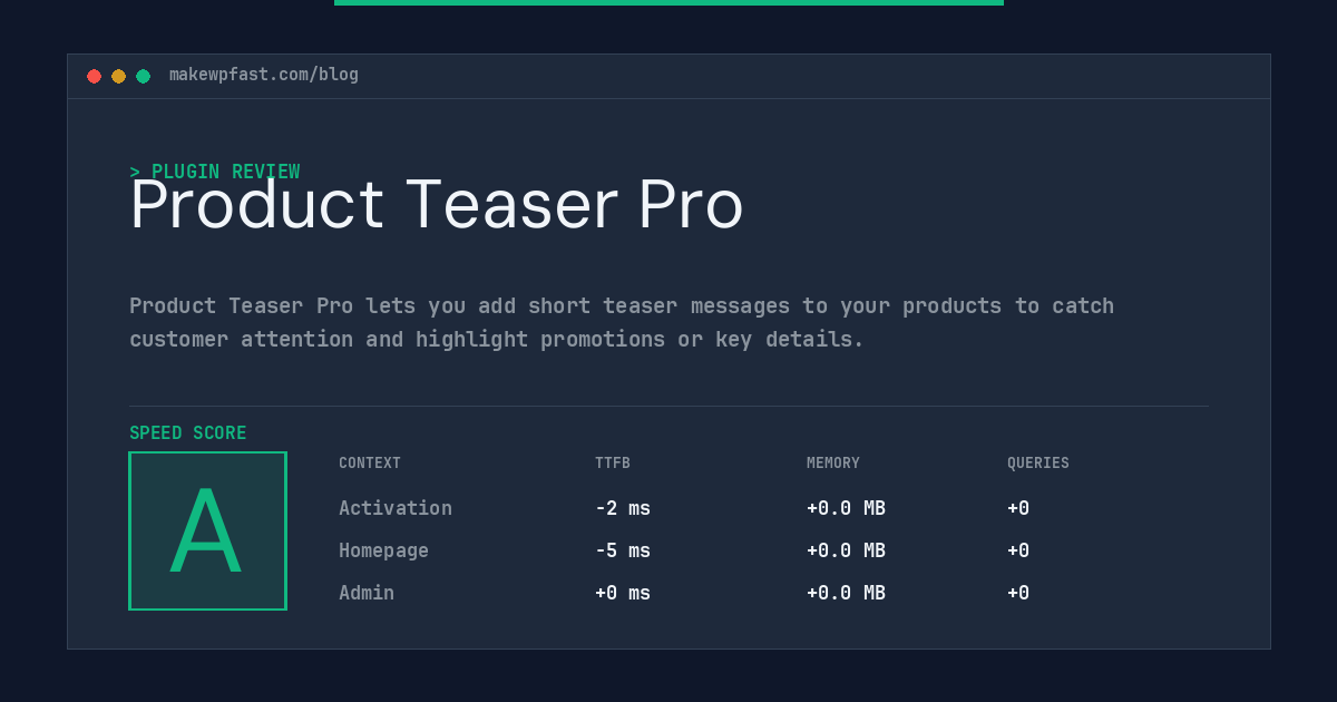 Product Teaser Pro - MakeWPFast