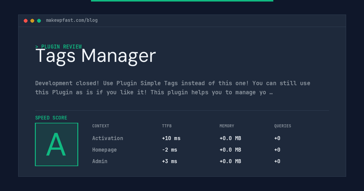 Tags Manager - MakeWPFast