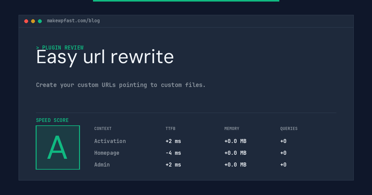Easy url rewrite - MakeWPFast