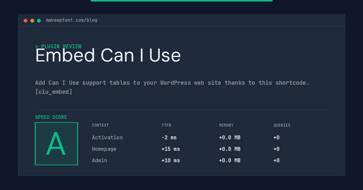 Embed Can I Use - MakeWPFast