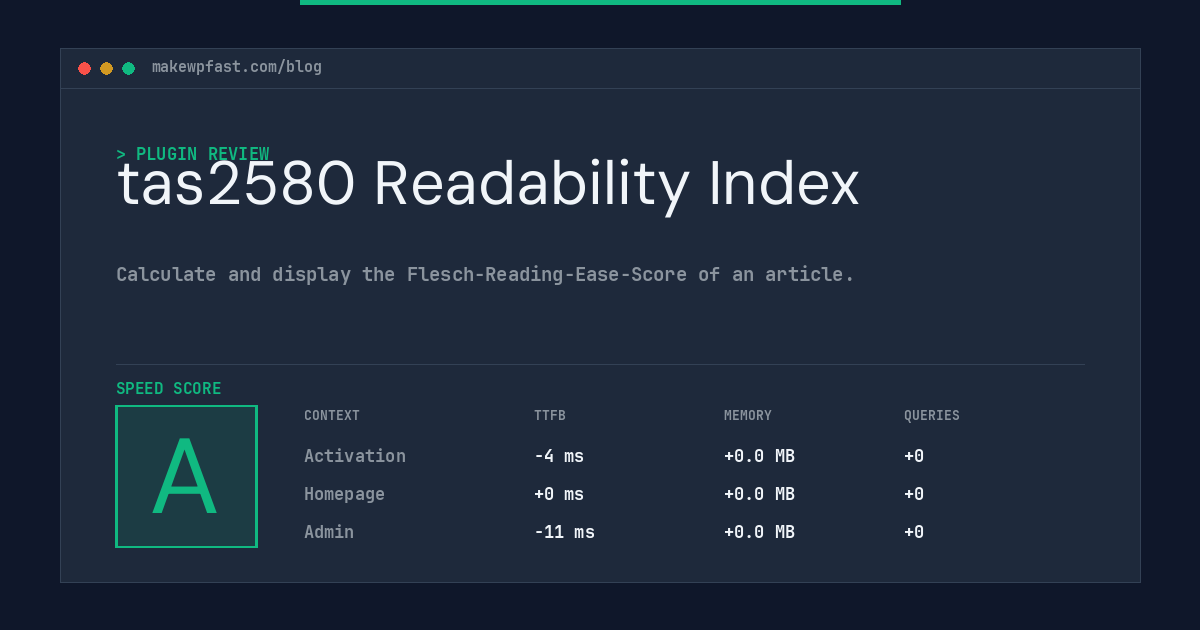 tas2580 Readability Index - MakeWPFast