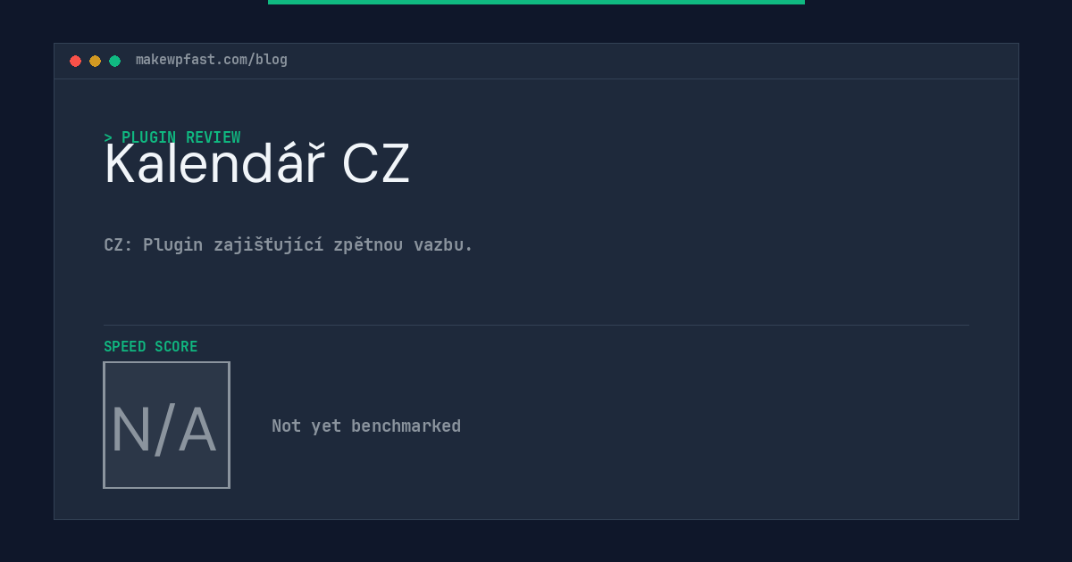 Kalendář CZ - MakeWPFast