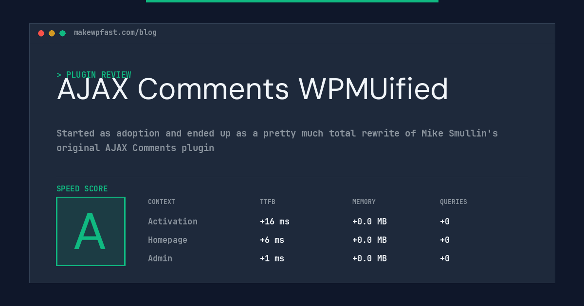 AJAX Comments WPMUified - MakeWPFast