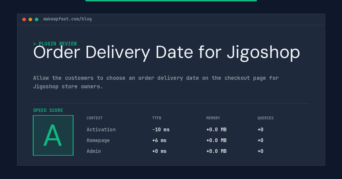 Order Delivery Date for Jigoshop - MakeWPFast