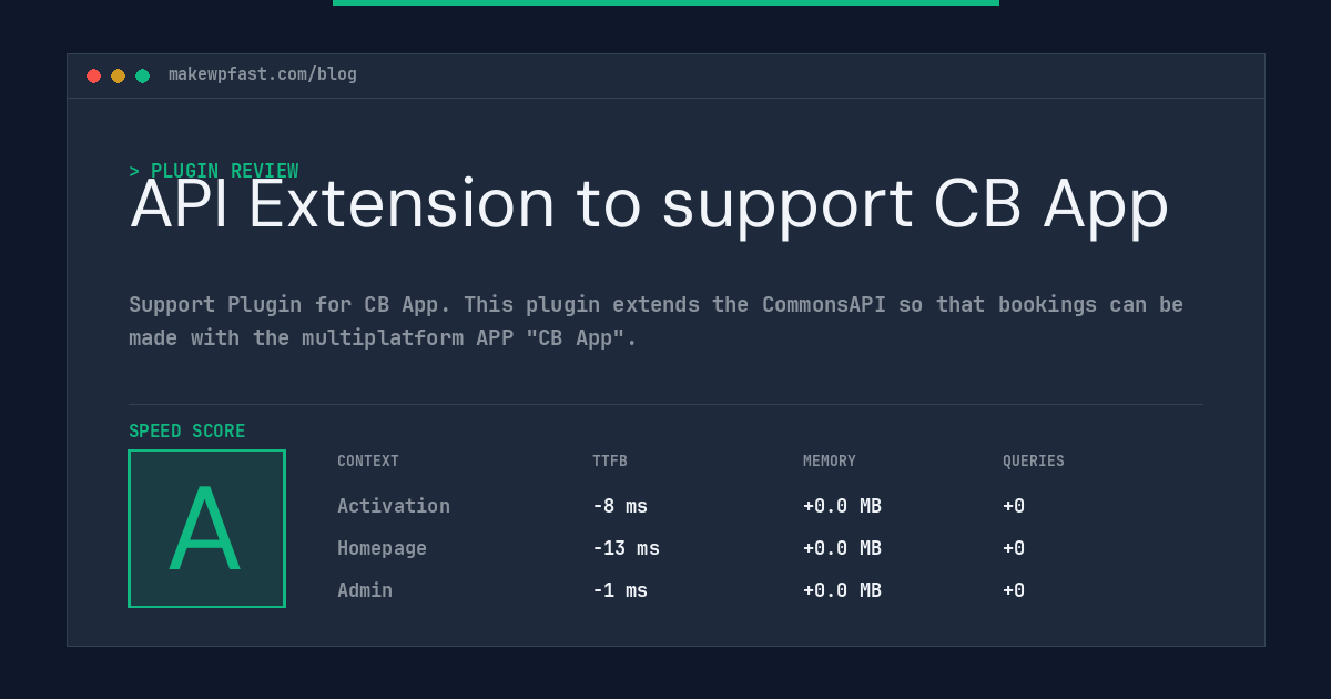 API Extension to support CB App - MakeWPFast