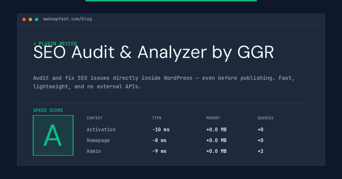 SEO Audit & Analyzer by GGR - MakeWPFast