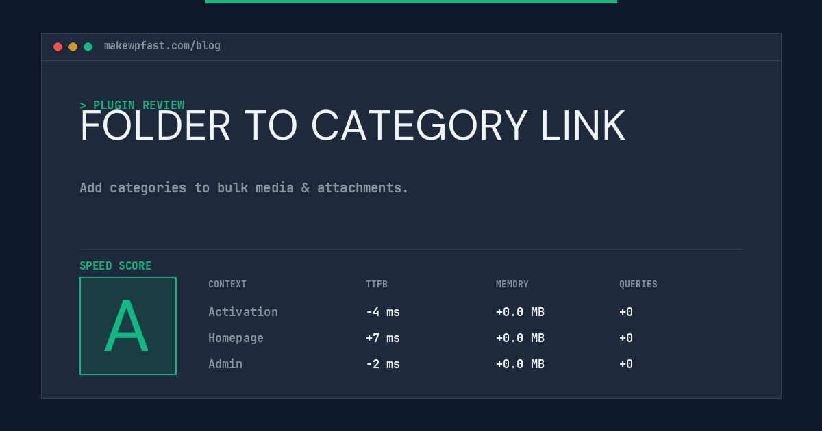 FOLDER TO CATEGORY LINK - MakeWPFast