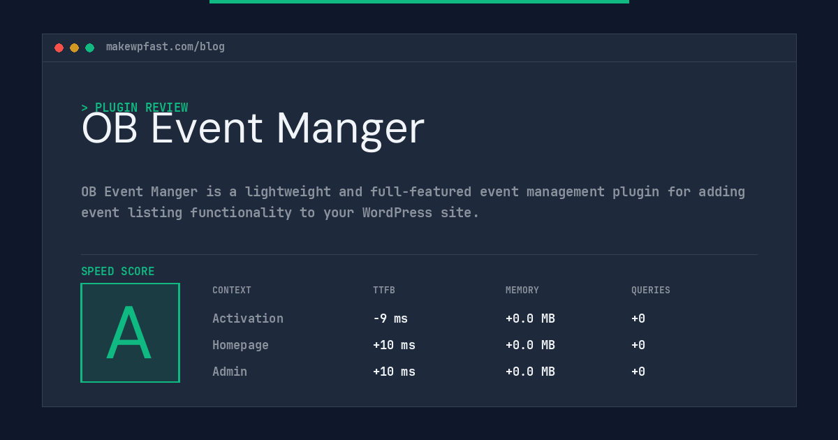 OB Event Manger - MakeWPFast
