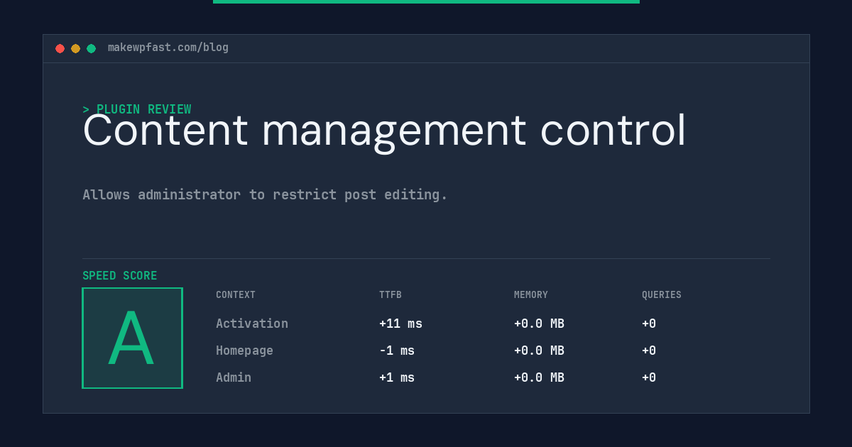 Content management control - MakeWPFast