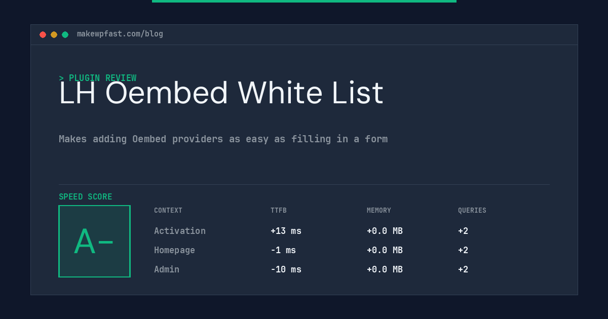 LH Oembed White List - MakeWPFast