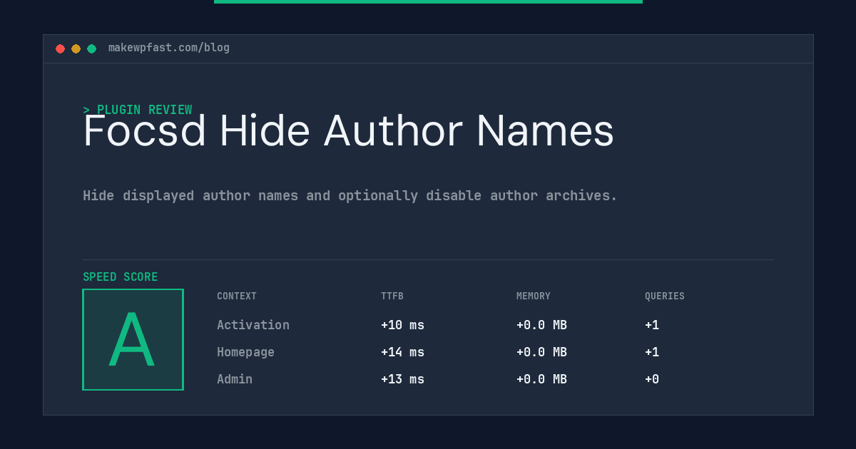 Focsd Hide Author Names - MakeWPFast