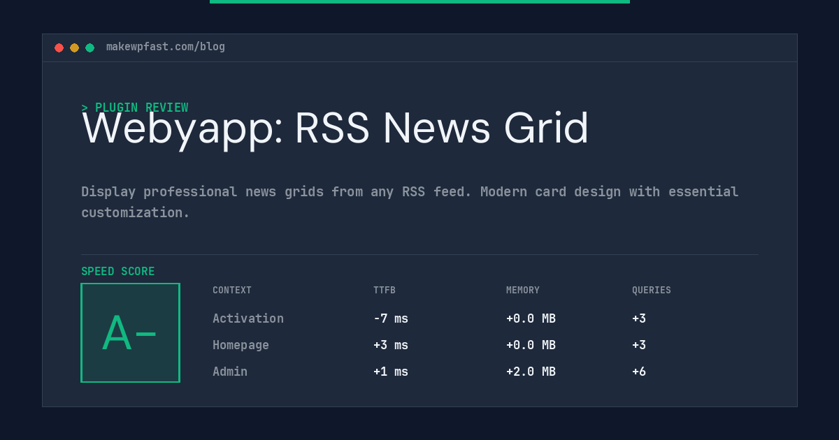 Webyapp: RSS News Grid - MakeWPFast